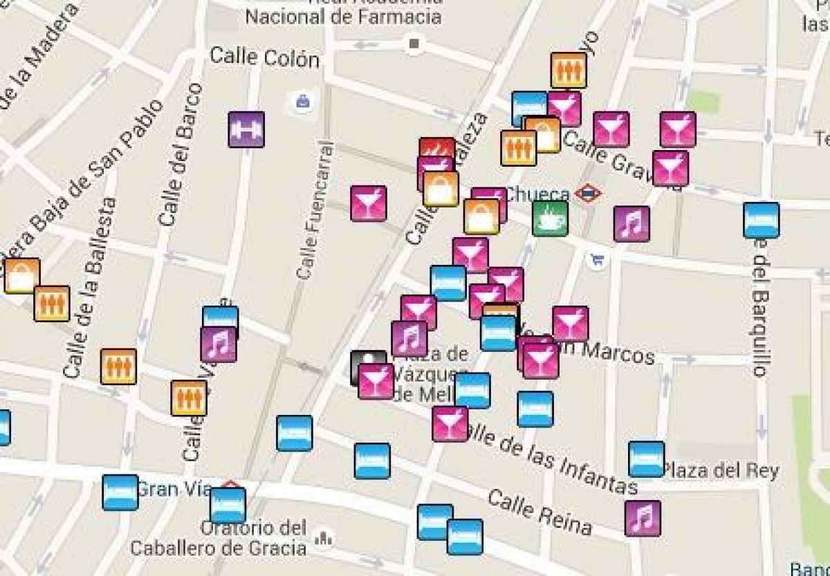 同性恋区马德里的地图