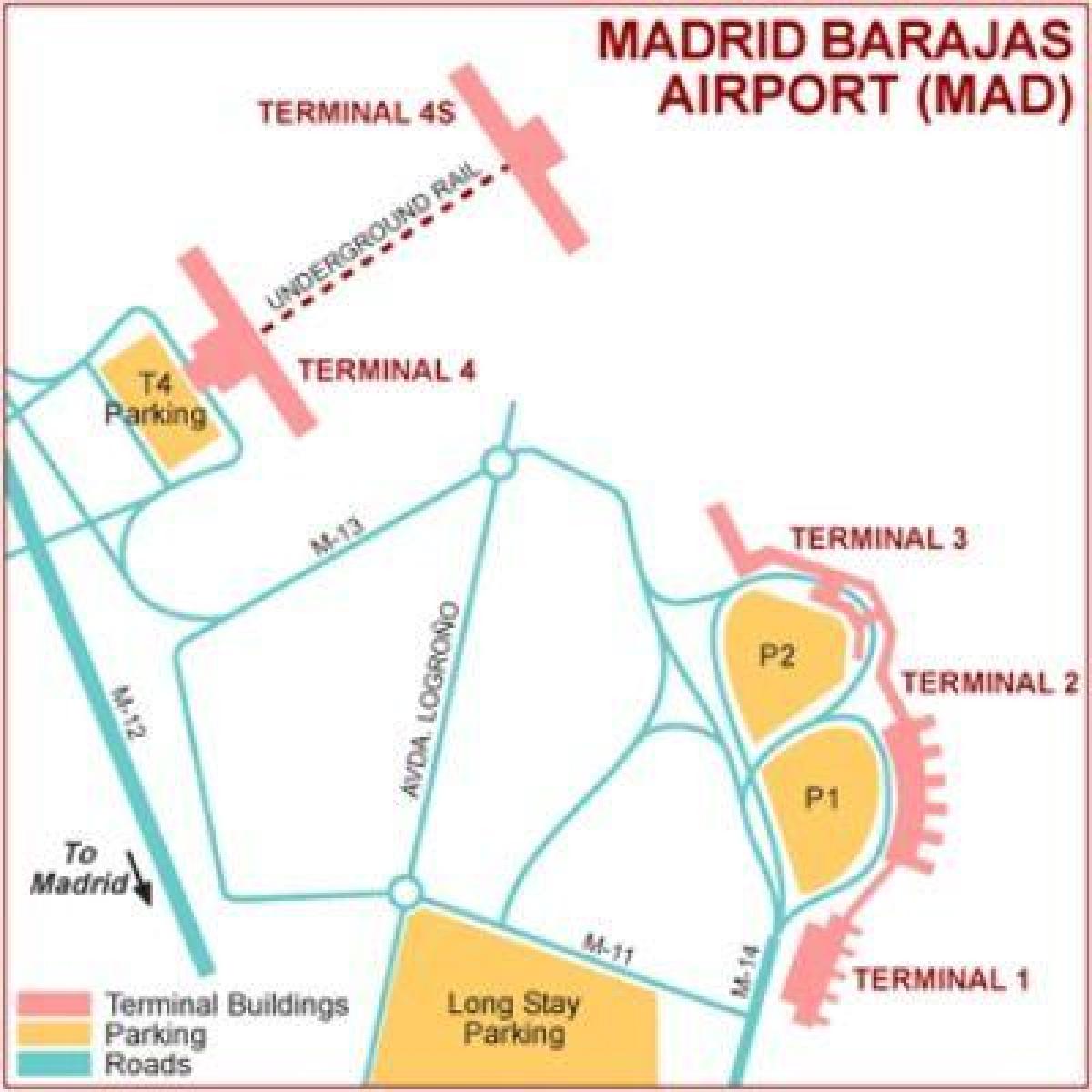 马德里机场终端的地图