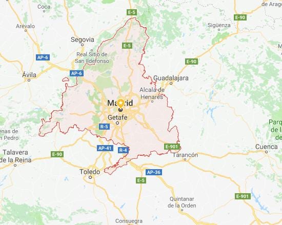 地图马德里和周边城市