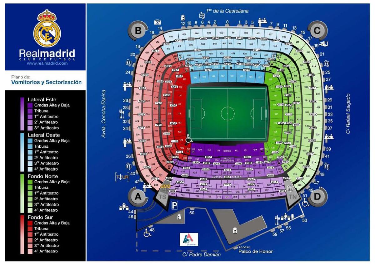 地图的皇家马德里体育场