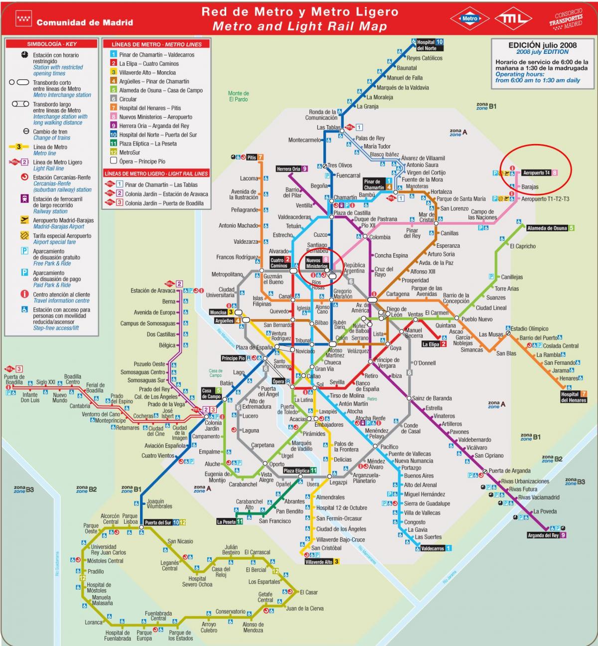 马德里机场的地铁图