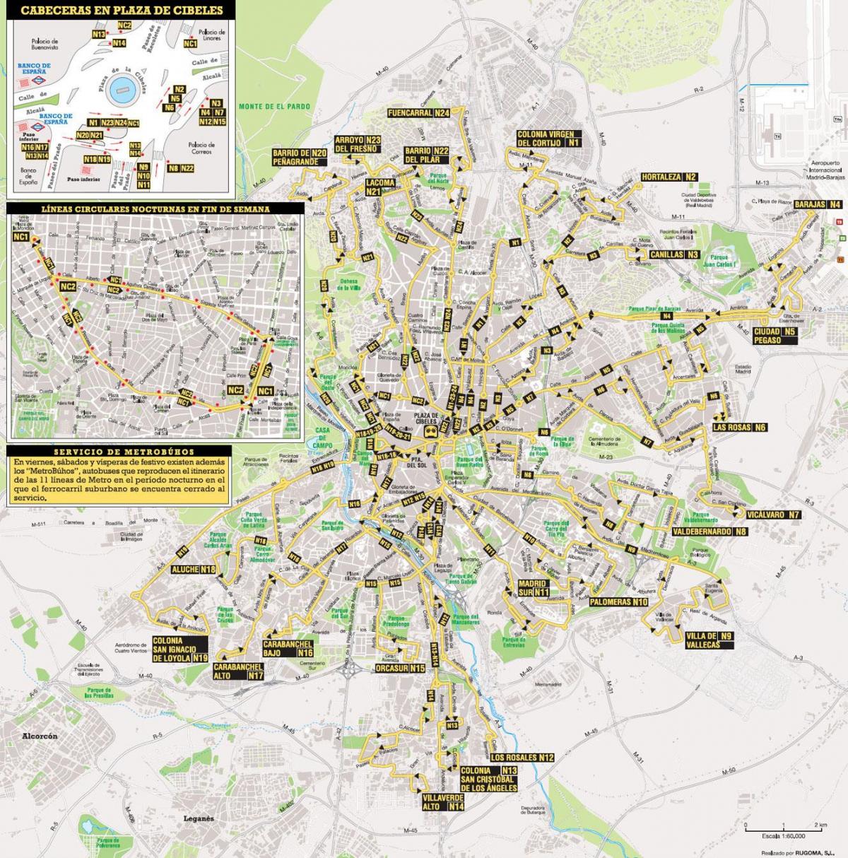 巴士路线马德里的地图