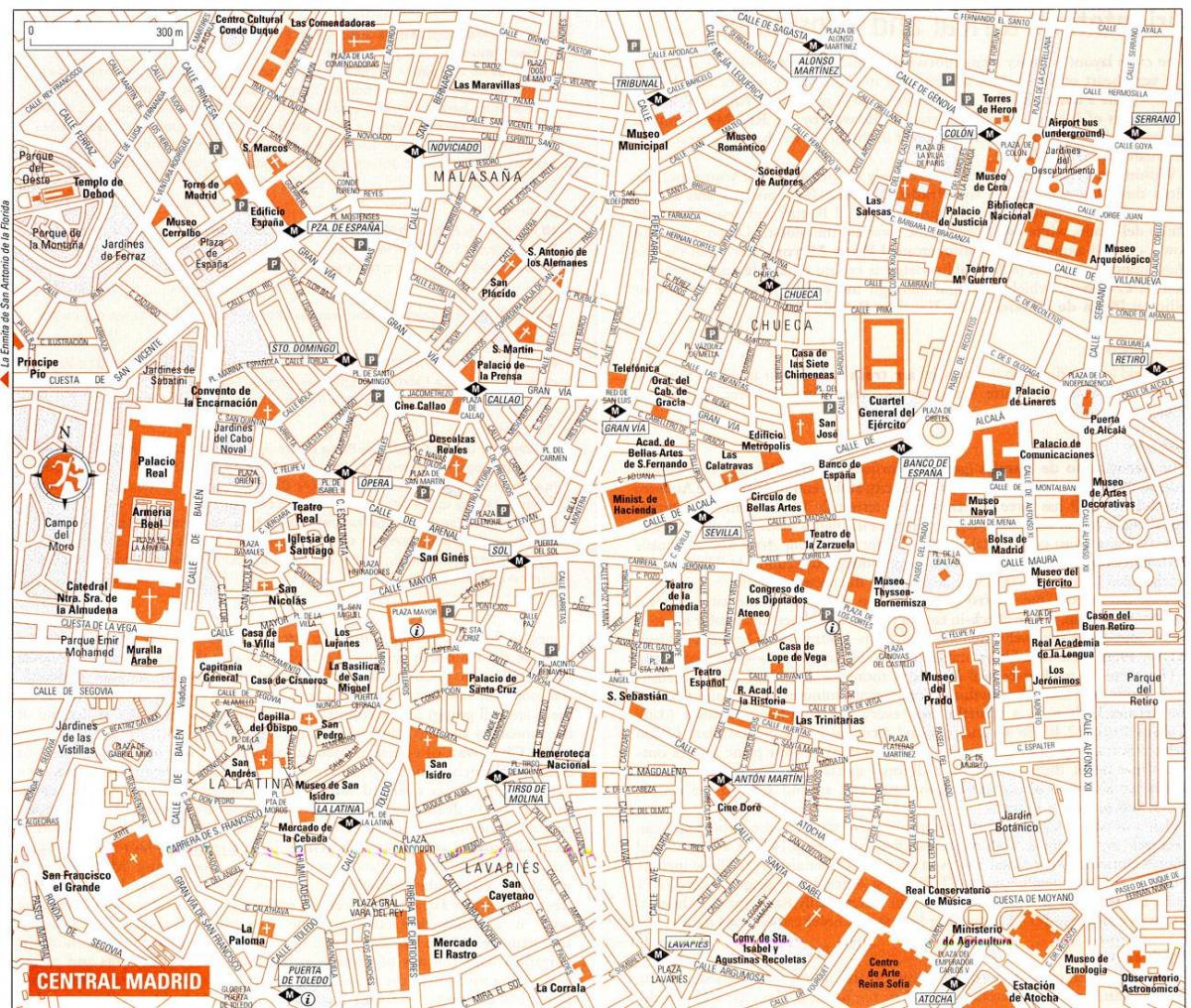 街道地图的西班牙马德里